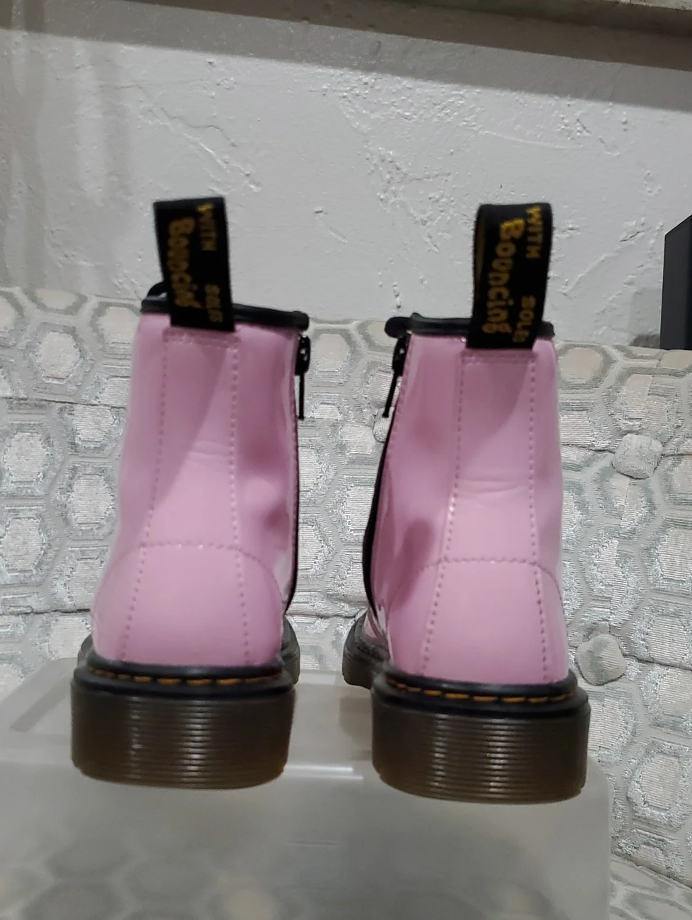 Dr. Martens Pink Lace-Up Leather Combat Boots Kids Size 13